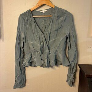 Light Blue Long Sleeve V Neck Wrap Top from Madewell